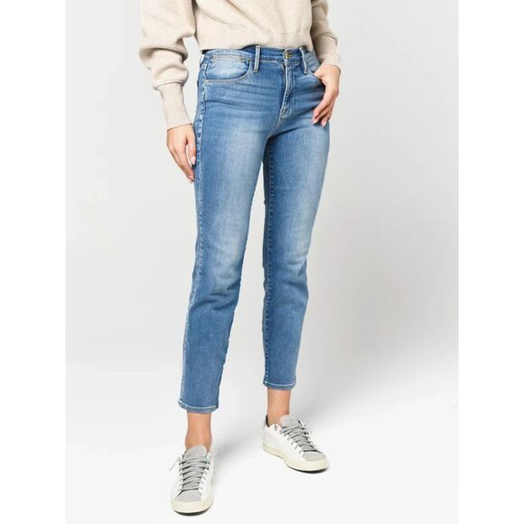 FRAME Le High Straight Sanded Seam Jean Rosemead Sand LHSTSS230 Size 30 - Picture 2 of 12